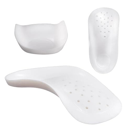 3/4 Arch Support Orthotics Relieve Plantar Fasciitis, Foot Pain (Gray, Men 9-12/Women 11-14) — White