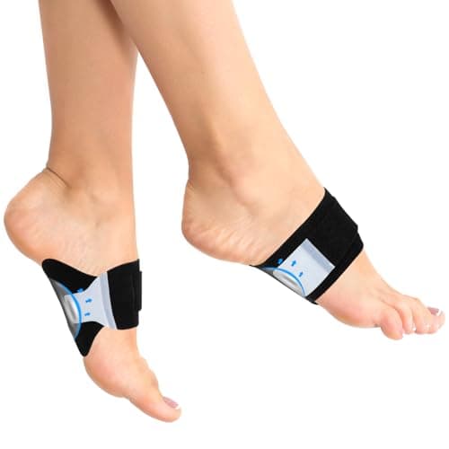 Copper Arch Support Gel Pads for Flat Feet/High Arches, Pain Relief (1 Pair, Black)