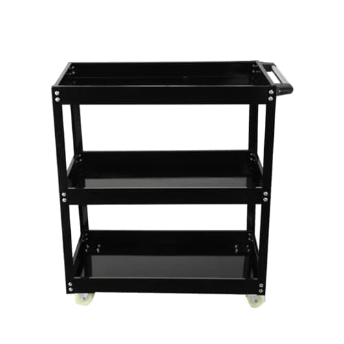 Heavy Duty Red Steel Tool Cart with 3 Tires, 330 lbs Capacity, Office & Warehouse