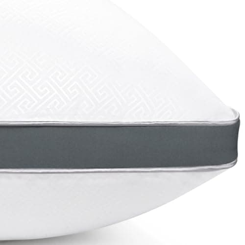 Viewstar King Size Cooling Bed Pillows Set, Hotel Quality for Side, Back, or Stomach Sleepers, White — Dark Grey