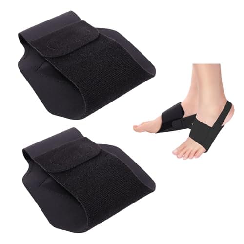 Arch Support Braces for Plantar Fasciitis & Flat Feet, Gel Inserts, Adjustable Wrap, Unisex Black