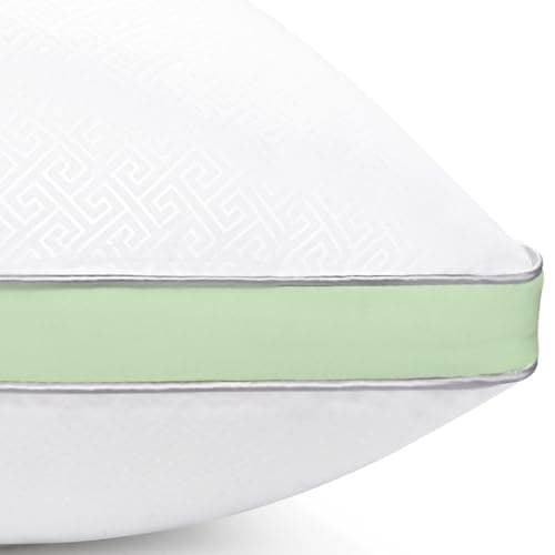 Viewstar King Size Cooling Bed Pillows Set, Hotel Quality for Side, Back, or Stomach Sleepers, White — Green