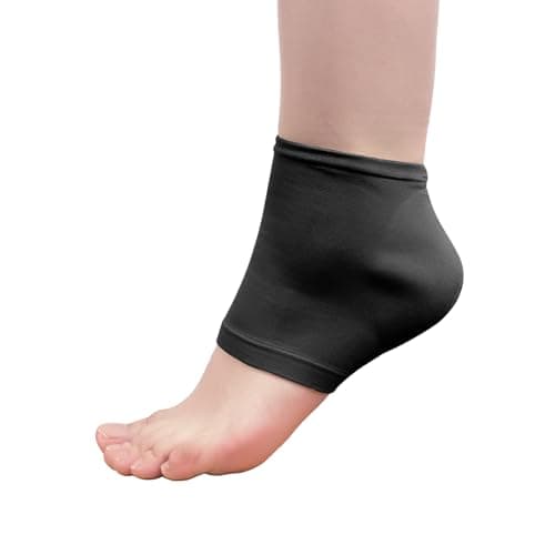Achilles Tendon Heel Protectors, Compression Gel Socks for Bursitis Tendonitis (Black)