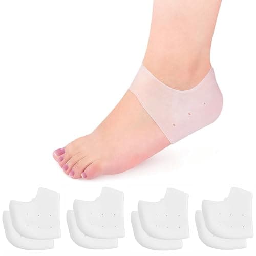 Gel Heel Cups for Men & Women, Breathable Heel Protectors for Foot Conditions — 4pairs-white