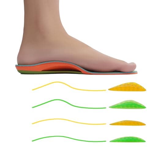 Adjustable Arch Support Insoles for Plantar Fasciitis, 4 Pairs Replacement Inserts, Left and Right Feet, All Day Orthoti