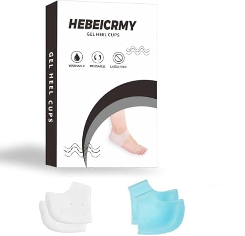 Blue and White Silicone Heel Cups for Foot Pain, Cracked Heels & Support