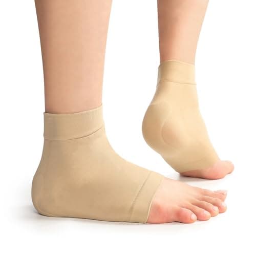 Achilles Tendon Heel Protector - Gel Compression Socks for Foot Pain - XL — Beige