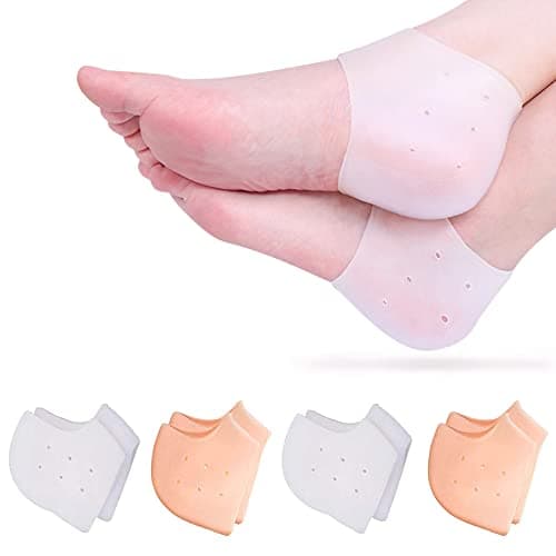 Gel Heel Protectors for Achilles Tendinitis, Blisters, and Plantar Fasciitis — 2pairs White & 2pairs Natural