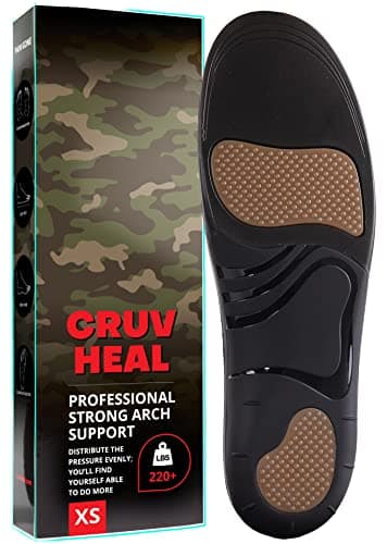 High Arch Support Insoles for Men & Women - Plantar Fasciitis Relief - Boot Work Shoes (S, Black) — Dark Military