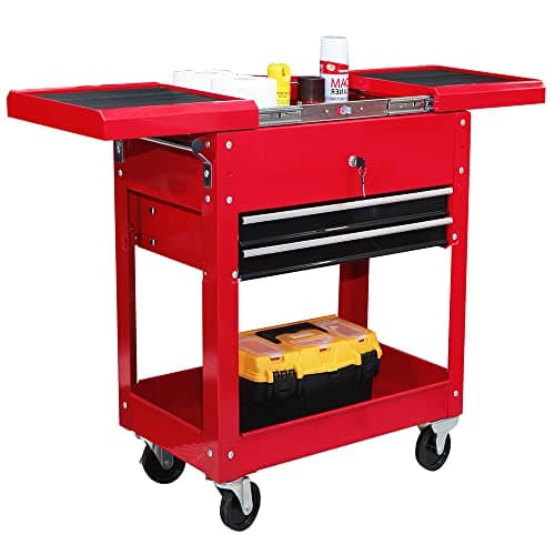 Steel Tool Cart with Lockable Drawers, 27.8" L x 32.7" H, 212 lbs Capacity