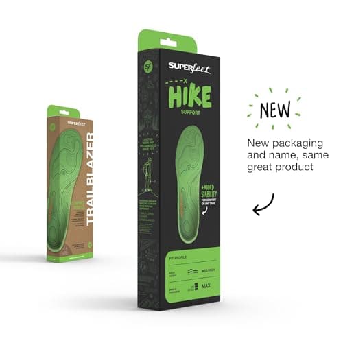 Superfeet Hike Support Insoles - Trim-to-Fit Carbon Fiber Orthotics - 9.5-11 Men, 10.5-12 Women