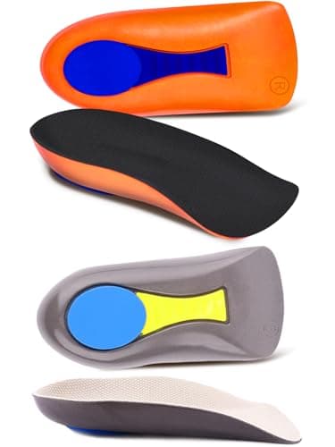 Poron-Made USA Heel Cups for Plantar Fasciitis Pain Relief (Black) — 2pairs (Orange + Gray)