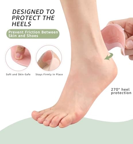 HiRui Gel Heel Cushions - Prevent Pain, Blisters & Rubbing (4 Pairs: Black)