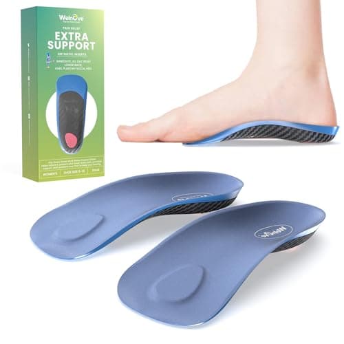 Welnove Men's & Women's Arch Support Inserts, 3/4 Length Heel Pain Relief Insoles for Flat Feet