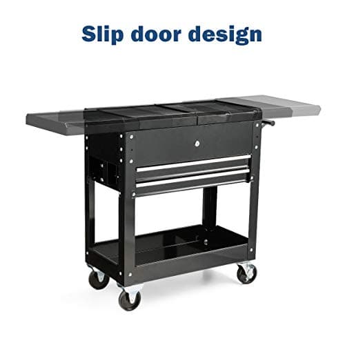 Goplus 4-Tier Rolling Tool Cart with Lockable Drawers, Black