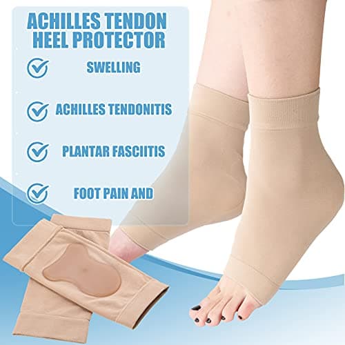 Eurzom Light Brown Compression Gel Heel Sleeve for Achilles Tendonitis
