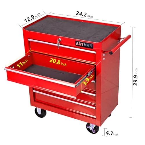 Compact Multifunctional Tool Cart with 5 Drawers and Wheels for Efficient Organization