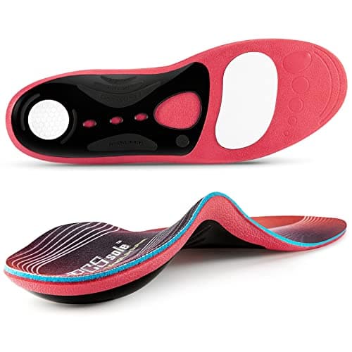 Heavy Duty PCSsole Support Insoles for Men & Women, 220+ lbs High Arch Pain Relief, Flat Feet Orthotic — Red