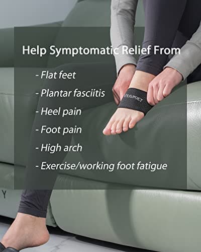 Copper Arch Support Bands/Sleeves Gel Pads Flat Feet Pain Relief Men Women (1 Pair Black)