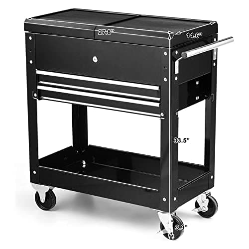 Goplus 4-Tier Rolling Tool Cart with Lockable Drawers, Black