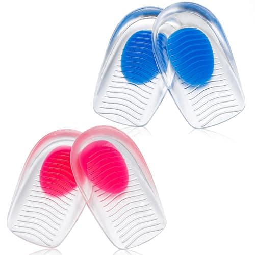 Silicone Heel Pads for Heel Pain Relief (4 Pairs, Small/Medium) for Men and Women — Small/Medium(Ripple)-2Pairs