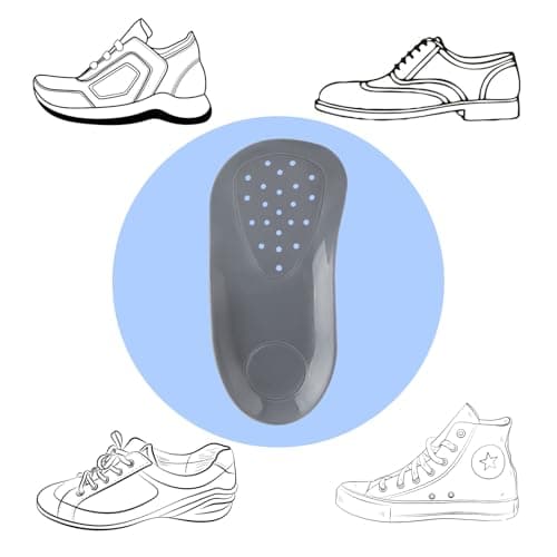 3/4 Arch Support Orthotics Relieve Plantar Fasciitis, Foot Pain (Gray, Men 9-12/Women 11-14)