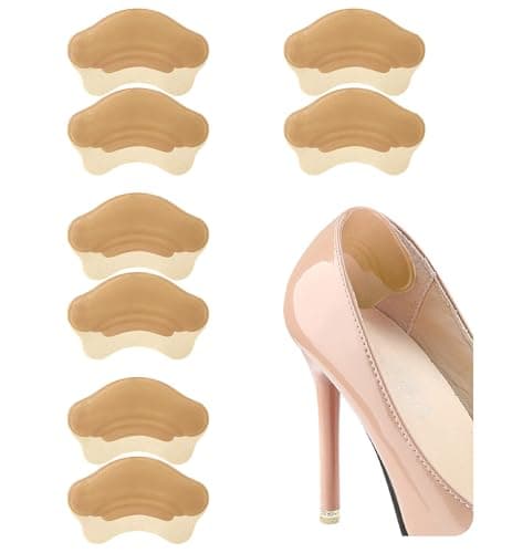 HiRui Gel Heel Cushions - Prevent Pain, Blisters & Rubbing (4 Pairs: Black) — 4pairs:beige