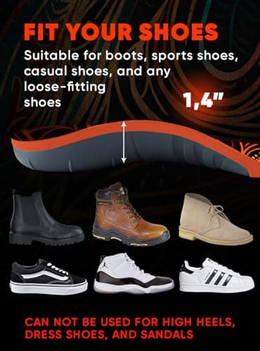 High Arch Support Plantar Fasciitis Insoles for Work Boots and Shoes (XL)