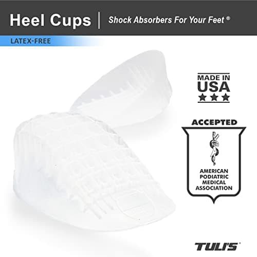 Tuli's Heavy Duty Gel Heel Cups for Shock Absorption, Made in USA