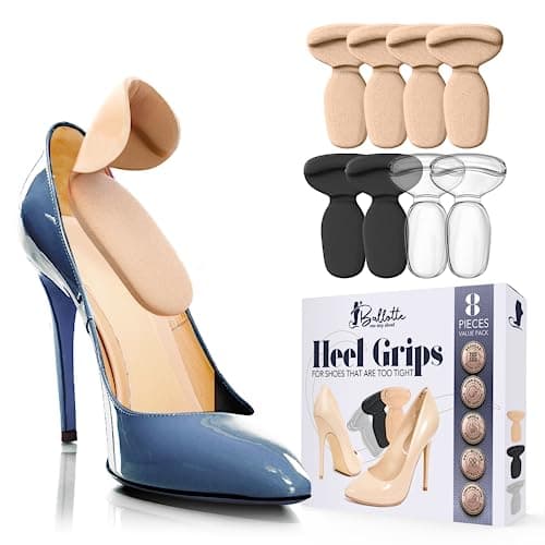 Ballotte Soft Silicone Heel Protectors, Alleviates Slipping & Discomfort (8-Pack Multicolor)