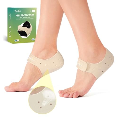 Welnove 2PCS Heel Protectors for Plantar Fasciitis, Heel Pain Relief — Beige