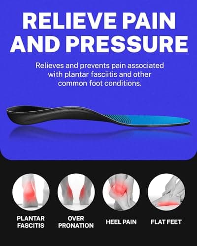 Walkhero High Arch Support Insoles, Blue, Relieve Plantar Fasciitis and Foot Fatigue (Men's 6-6 1/2 | Women's 8-8 1/2)