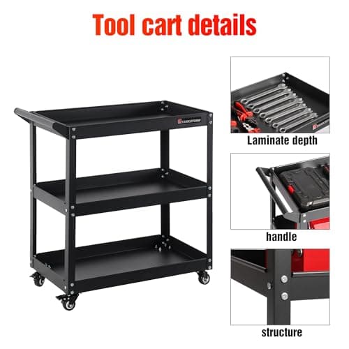 TANKSTORM 3-Tire Rolling Service Cart, IndustrialGrade TQ112