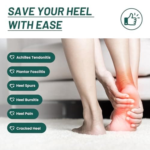 Heel Cushions for Plantar Fasciitis Heel Pain - Welnove Anti-Slip Heel Cups for Men and Women (Size S)