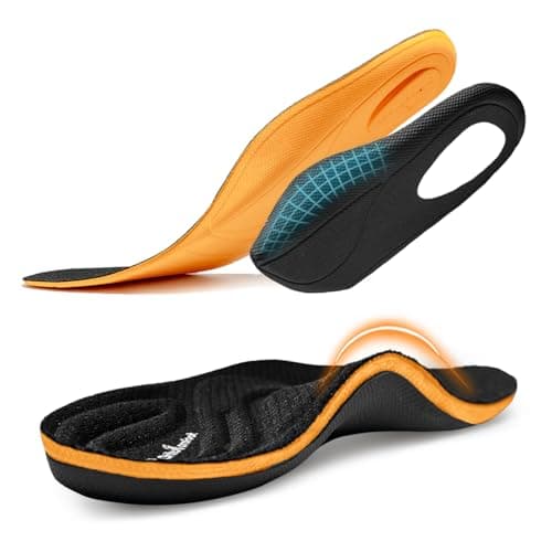 OrthoComfoot Plantar Fasciitis Insoles, High Arch Support, Comfort Gel Cloud Inserts for Men & Women