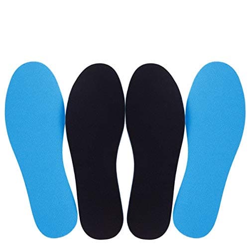 Super-Soft, Sweat-Absorbent 2-Packs Double-Colored Foam Insoles Fit Any Shoes (Blue/Black)