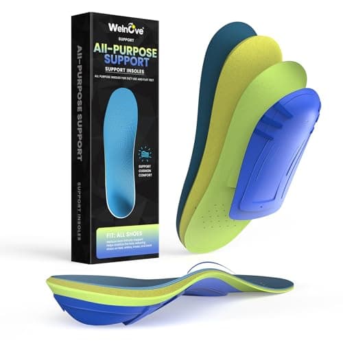Welnove High Arch Support Orthotics Insoles - Plantar Fasciitis Pain Relief for Flat Feet, Heel Spurs & All-Day Standing — Green