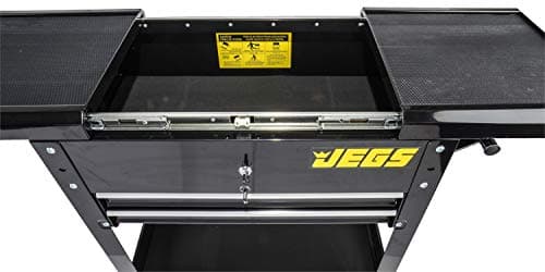 JEGS Heavy-Duty Tool Box Cart, 220 LBS Capacity, Black with Logo