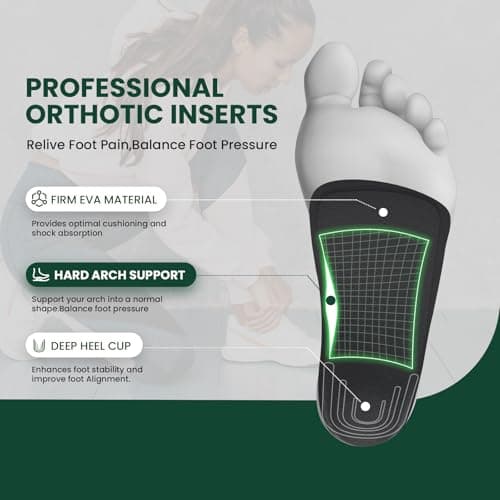 Welnove 3/4 Length Hard Orthotic Insoles for Plantar Fasciitis Arch Support
