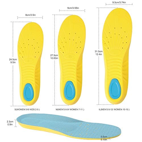 Memory Foam Insoles for Men Women Kids, Shock Absorption Pain Relief Breathable PU