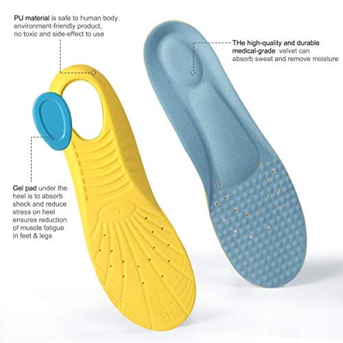 Memory Foam Insoles for Men Women Kids, Shock Absorption Pain Relief Breathable PU