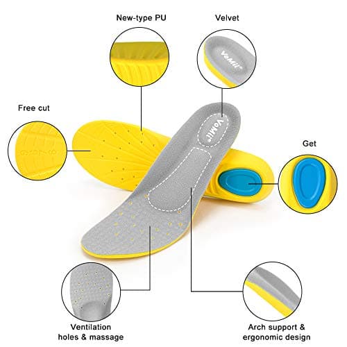 VoMii Memory Foam Shoe Insoles for High Arch Support and Plantar Fasciitis Relief