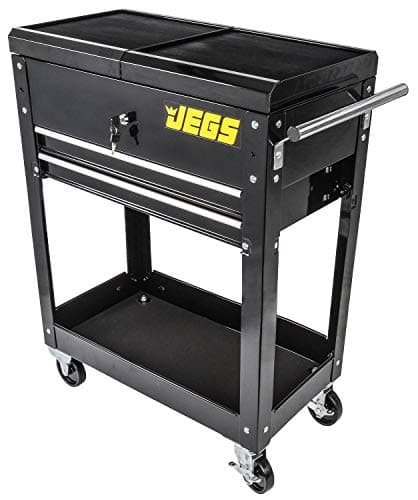 JEGS Heavy-Duty Tool Box Cart, 220 LBS Capacity, Black with Logo