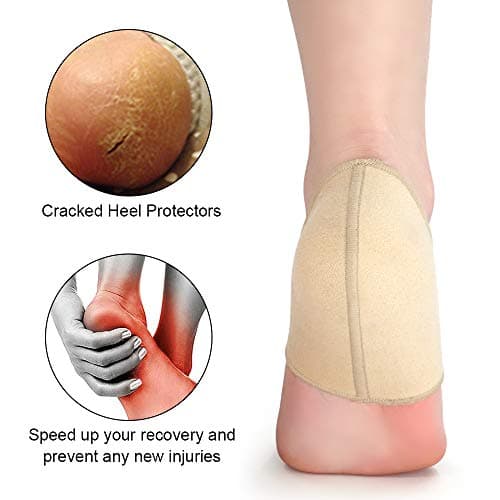 SQHT Women's & Men's Heel Protectors for Cracked Heels, Plantar Fasciitis, Heel Spurs, Size Large