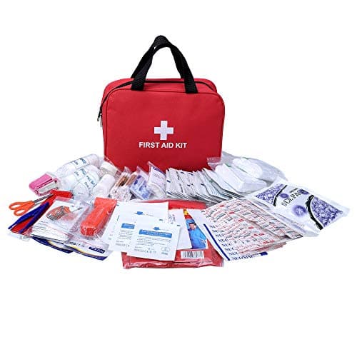 Red First Aid Kit - 230 Pieces, Fully Stocked for Emergencies | Car, Home, Travel, Camping, Office, Sports
