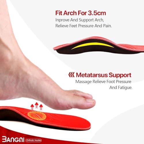 3ANGNI Orthotic Insoles for Flat Feet, Plantar Fasciitis, and High Arch Support Men & Women