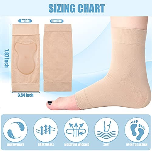 Eurzom Light Brown Compression Gel Heel Sleeve for Achilles Tendonitis