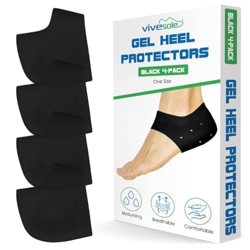 Silicone Heel Protectors (2 Pairs) - Gel Guard for Women and Men - Soft Cushion Support for Foot Issues — Black
