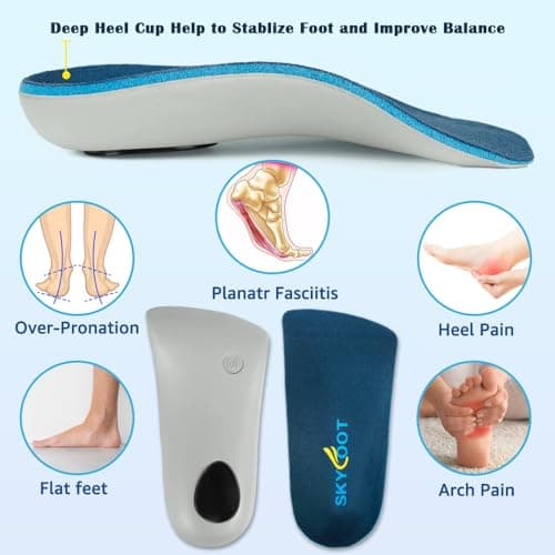 Skyfoot's 3/4 Orthotics Insoles - Arch Support, Over-Pronation Correction, XL Size