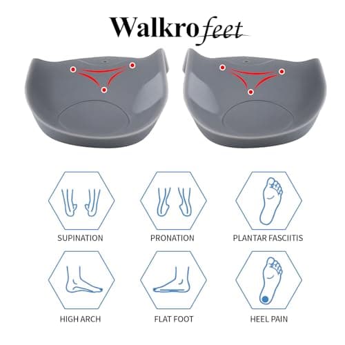 3/4 Arch Support Orthotics Relieve Plantar Fasciitis, Foot Pain (Gray, Men 9-12/Women 11-14)